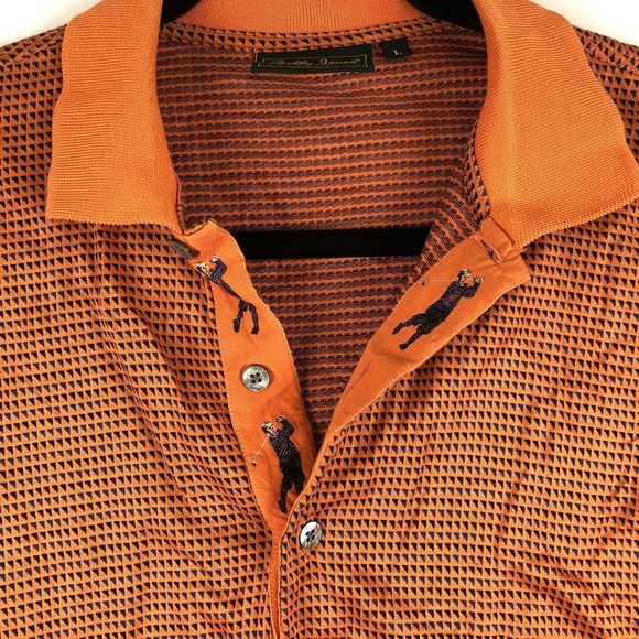Bobby Jones Collection Mens Golf Polo Size Large Orange - Picture 2 of 7
